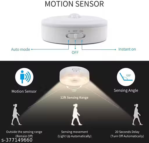 Automatic Motion Sensor Night Light – Rechargeable  – Wireless LED Lamp (Auto On/Off)