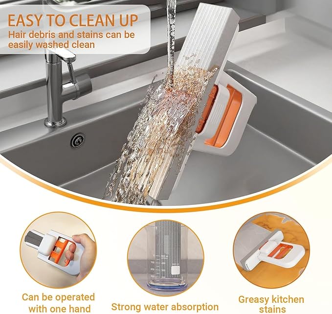 Portable Self-Squeeze Mini Mop | Hand Wash Free Cleaning Mop